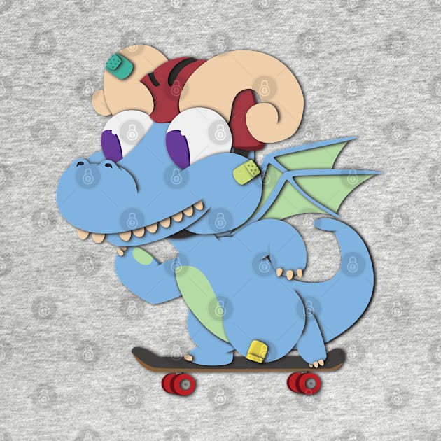 Skateboard Dragon by PaperStingRay